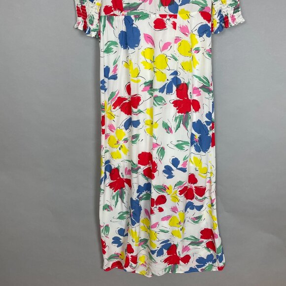 RIXO‎ Target Collab Dress Floral Mock Neck Cascade Ruffle White Colorful Size 8 - Picture 8 of 16